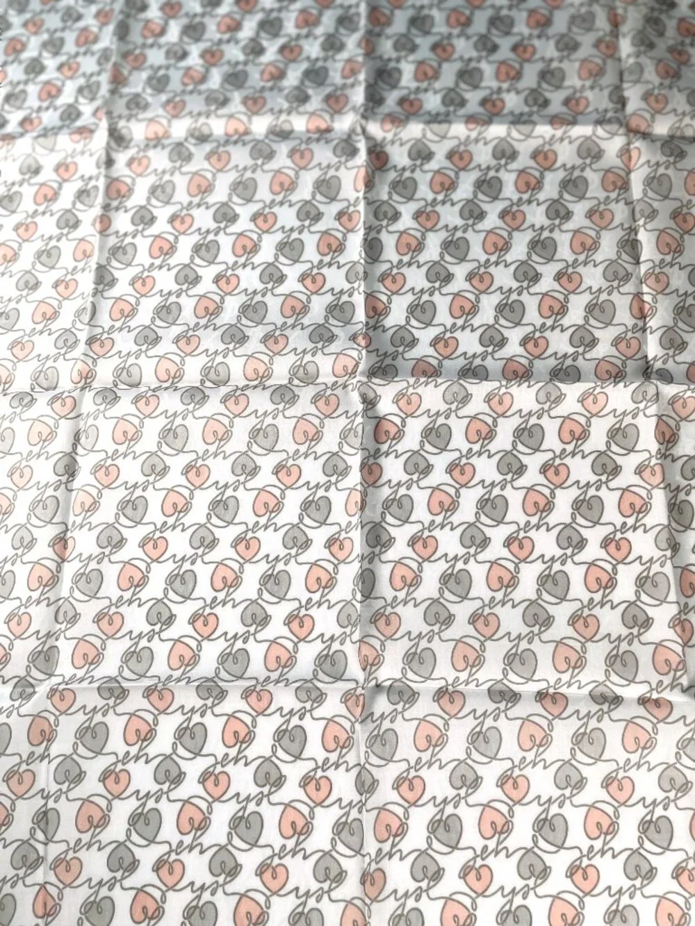 Vintage NWT Yves Saint Laurent Hearts Logo Cotton Scarf